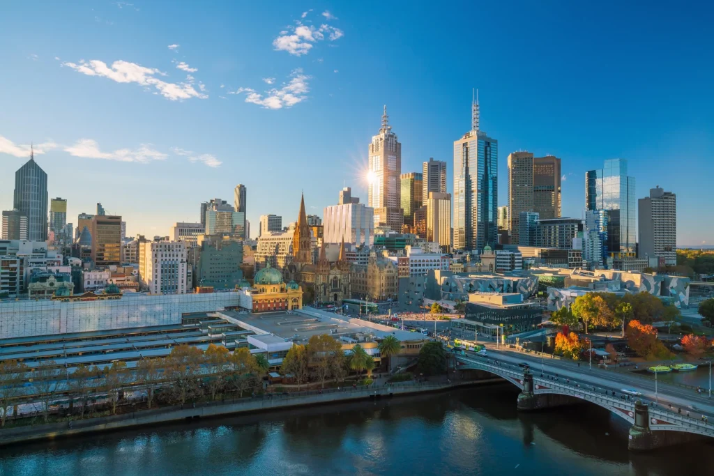 Melbourne city skyline and Yarra River